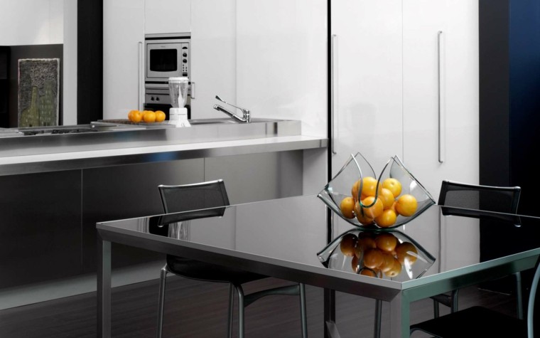 mesa metal cristal cocina naranjas