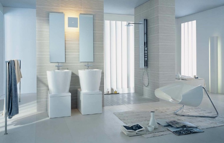 muebles blancos baño diseño moderno