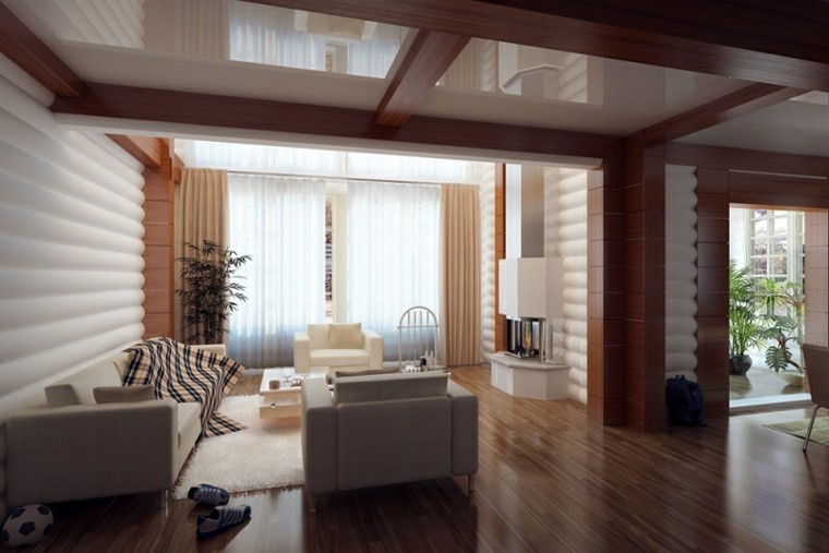 muebles blancos suelo laminado madera