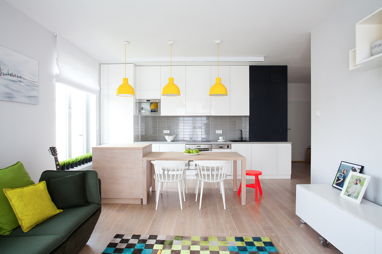 cocina con isla pequeña de madera muebles comedor cocina salon abierto isla madera ideas