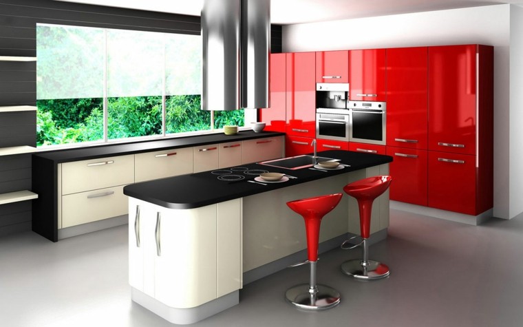 muebles de cocina color rojo