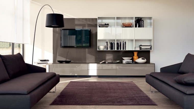 muebles de salon modernos color burdeos