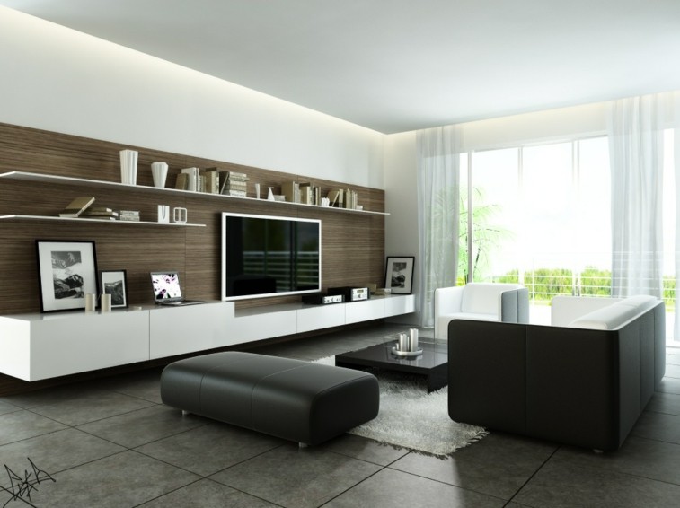 muebles piel bonitos negros salon