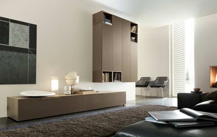 muebles salon color marron laminado
