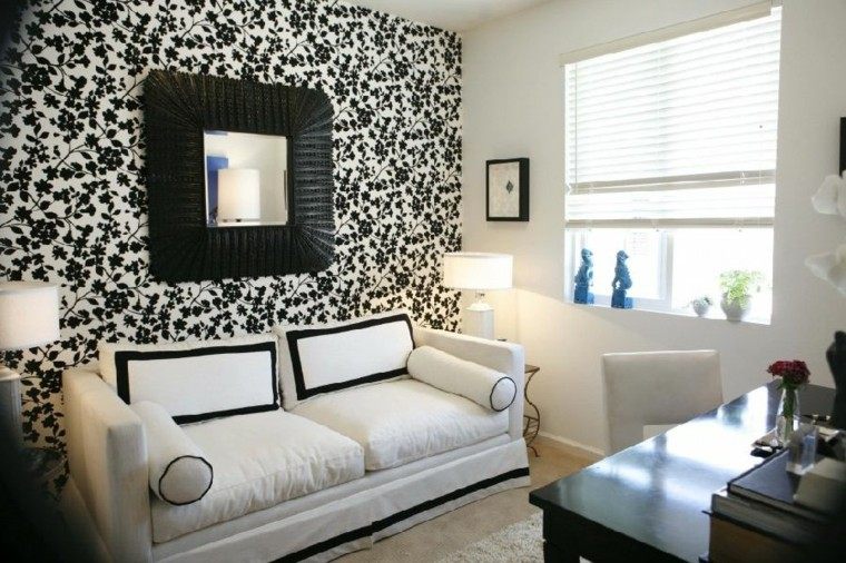 negro floreado pared sofa muebles accesorios