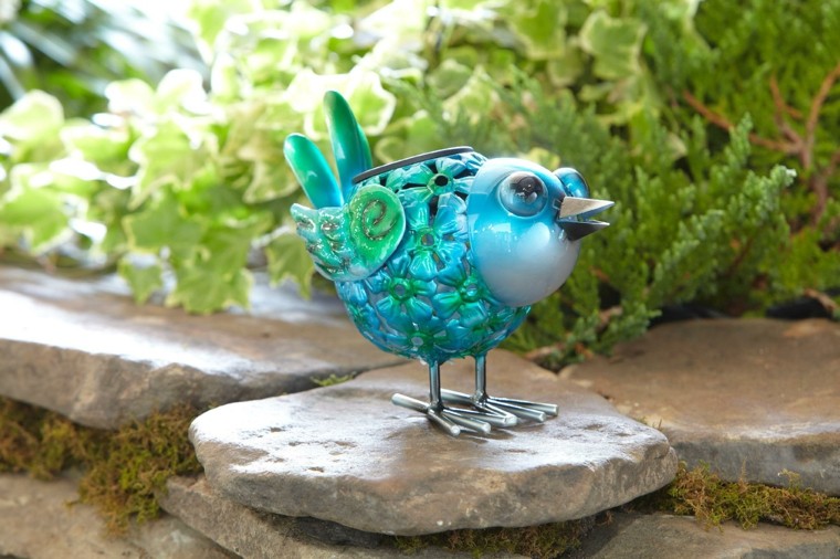 pajaro decorativo azul brillo