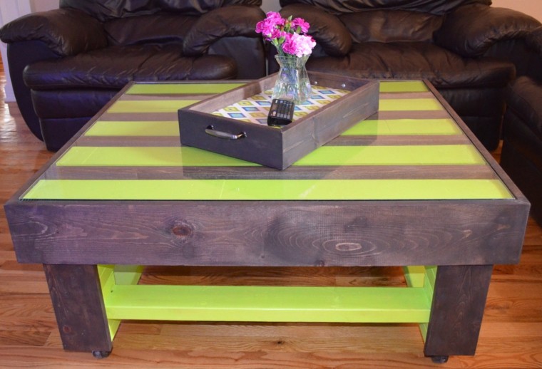 palet mesa marron verde encimera cristal ideas moderna