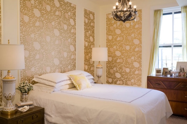 papel pared pintado dorado flores