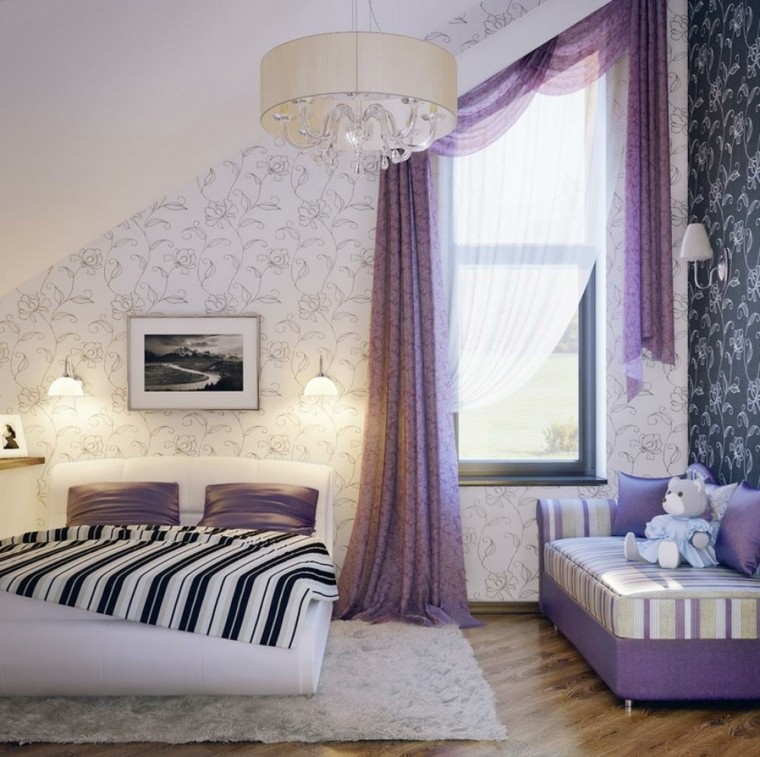 papel pared estampas florales ideas dormitorio modernas