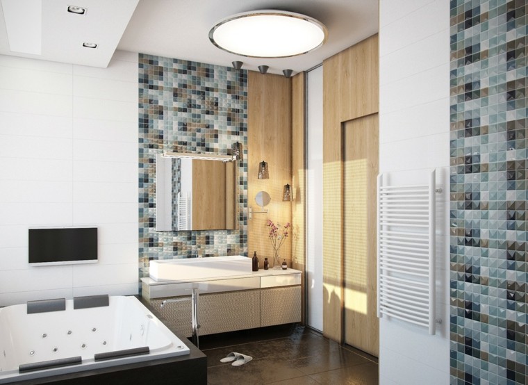 paredes mosaico azul baño yacuzzi
