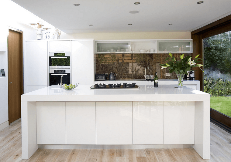 mueble blanco patio plantas moderno cocina mueble