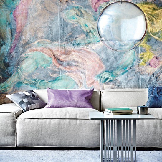 pintura pared original interesante salon moderno estilo