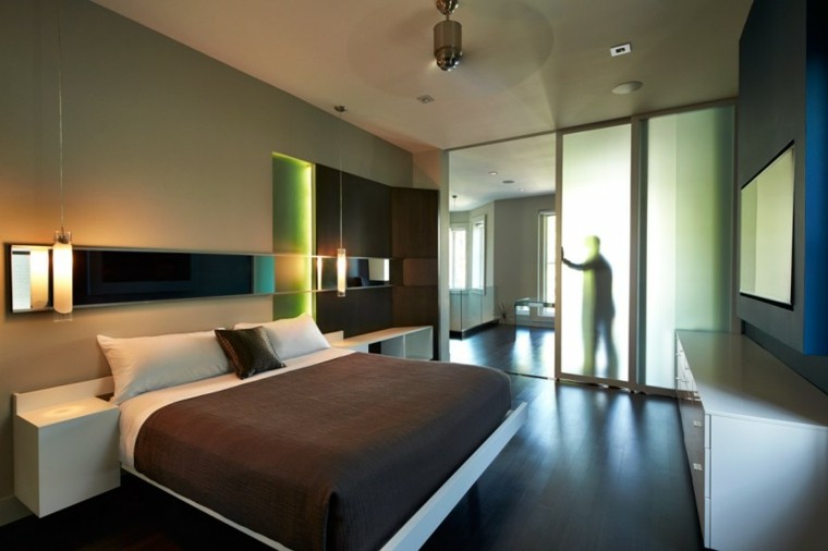 puertas cristal separan dormitorio moderno salon ideas