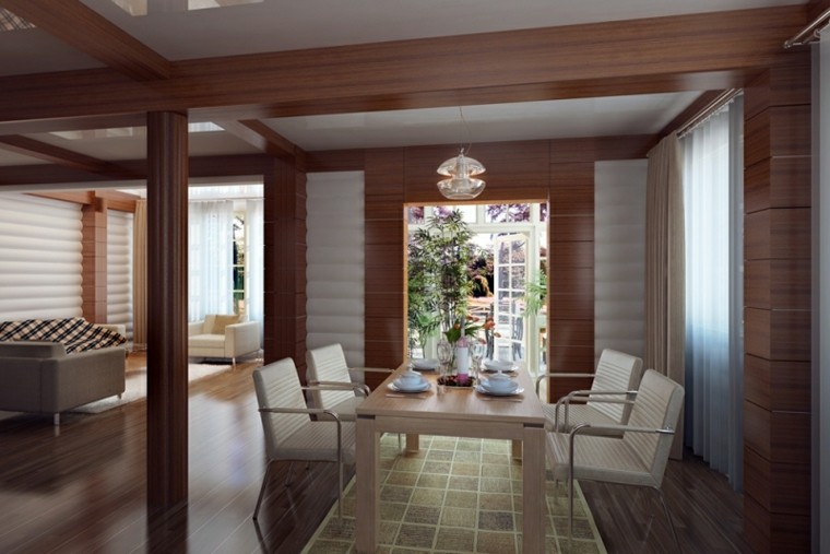 revestimiento paredes laminado madera comedor
