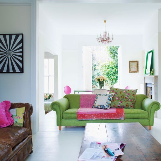 salon amplio sofa verde grande sofa cuero marron ideas