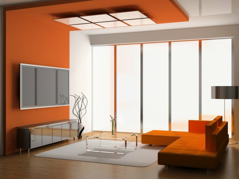salon futuro muebles color naranja