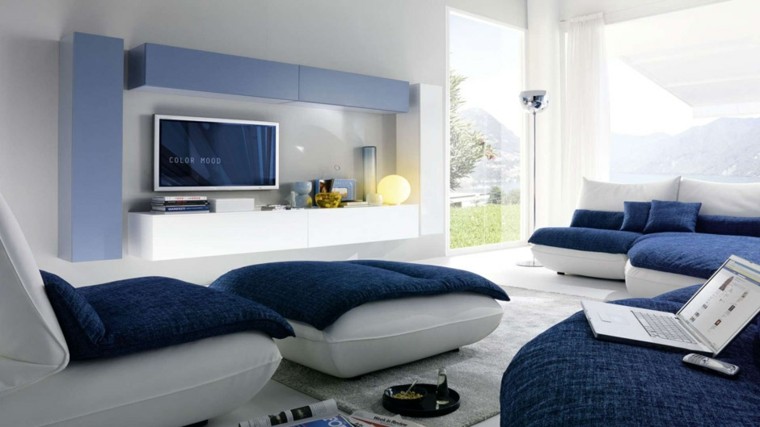 salon moderno diseño color azul