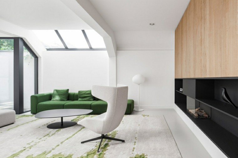 salon moderno muebles estilo sofa verde ideas