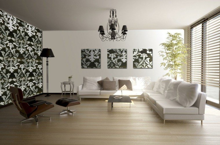 salon moderno pared diseño cuadros