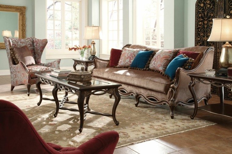 salon moderno sofa butaca estilo victoriano ideas