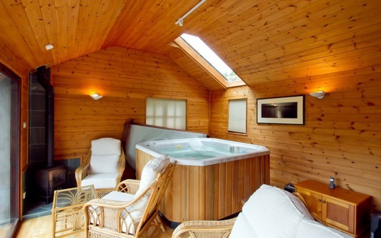 sauna baño vapor madera pino