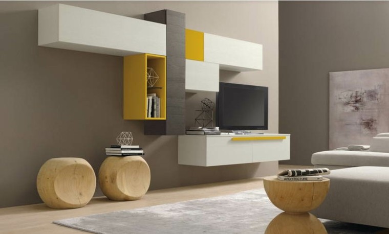 seccion amarilla blanca salon moderno