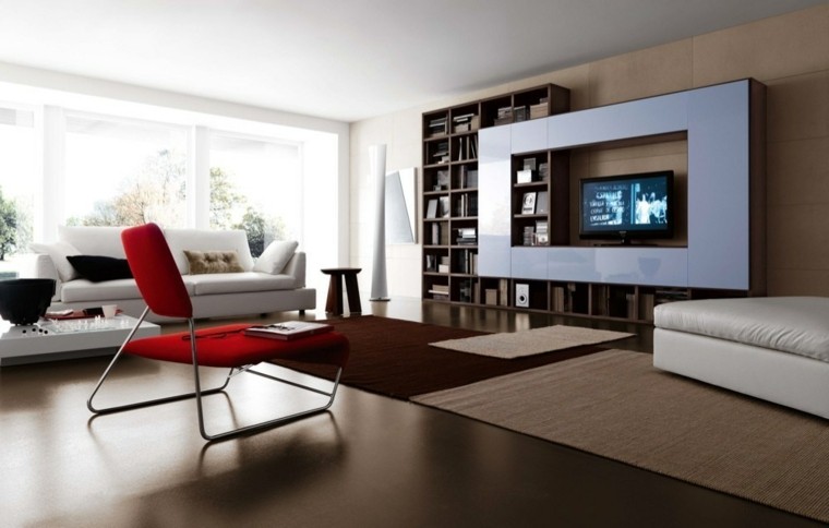 sillon rojo estilo moderno tele