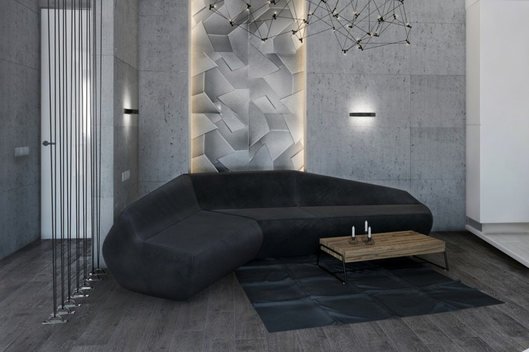 sofa color negro esquina moderno