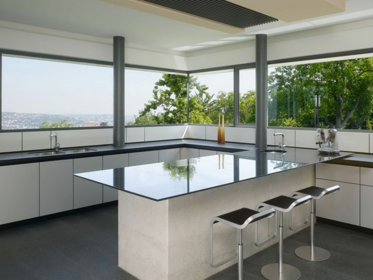 terraza cocina encimera vidrio vistas