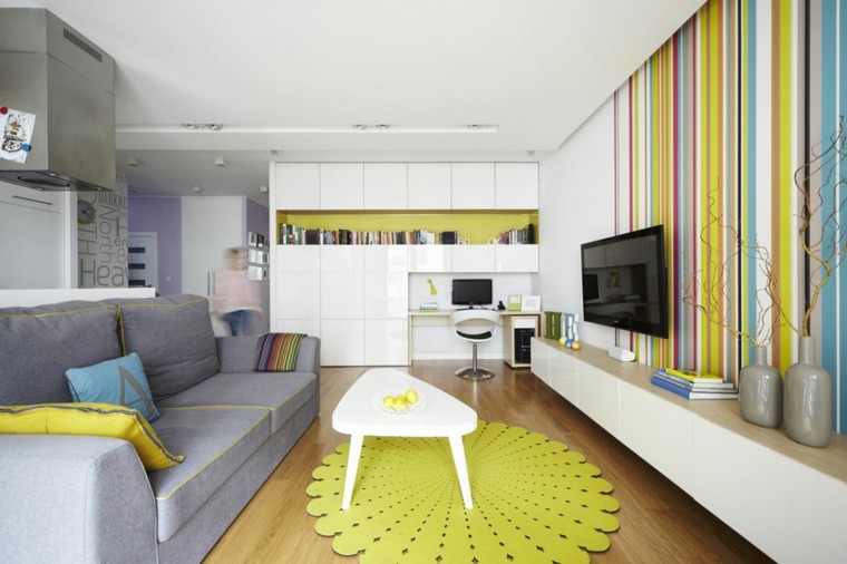 vivienda pequena aramario blanco grande alfombra verde ideas