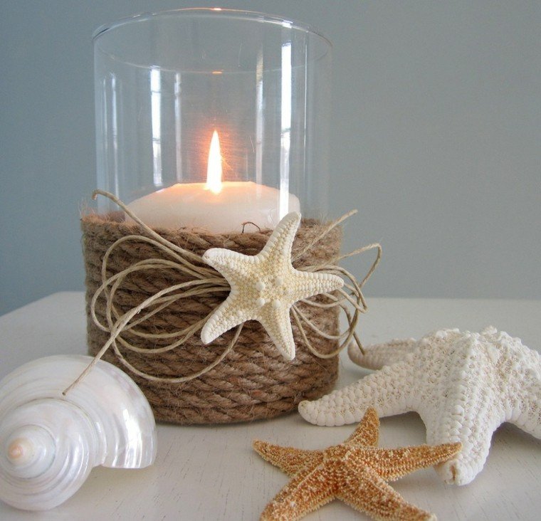 DIY vela decorativa estilo nautico estrellas mar ideas