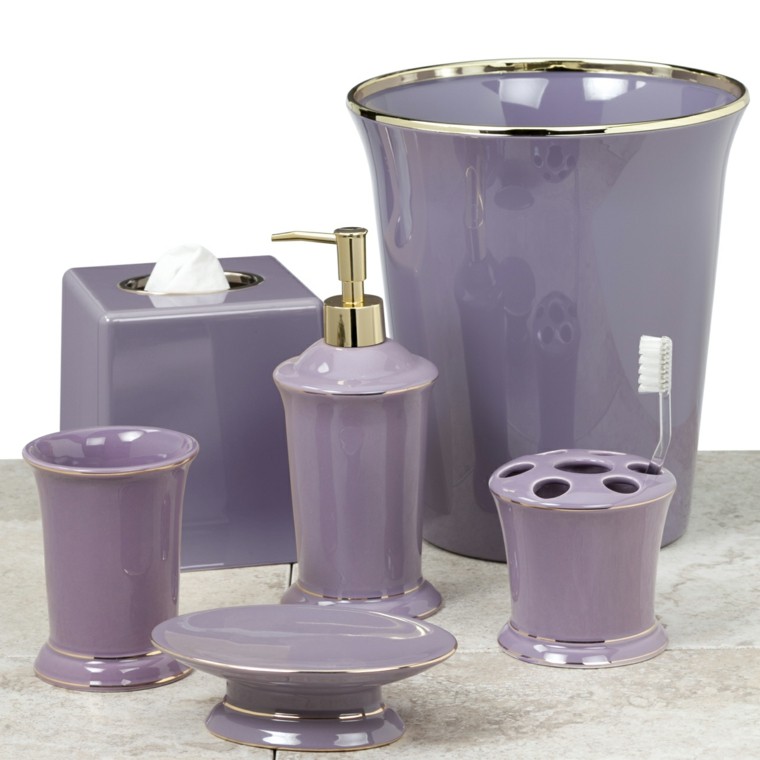 accesorios de baño color lila