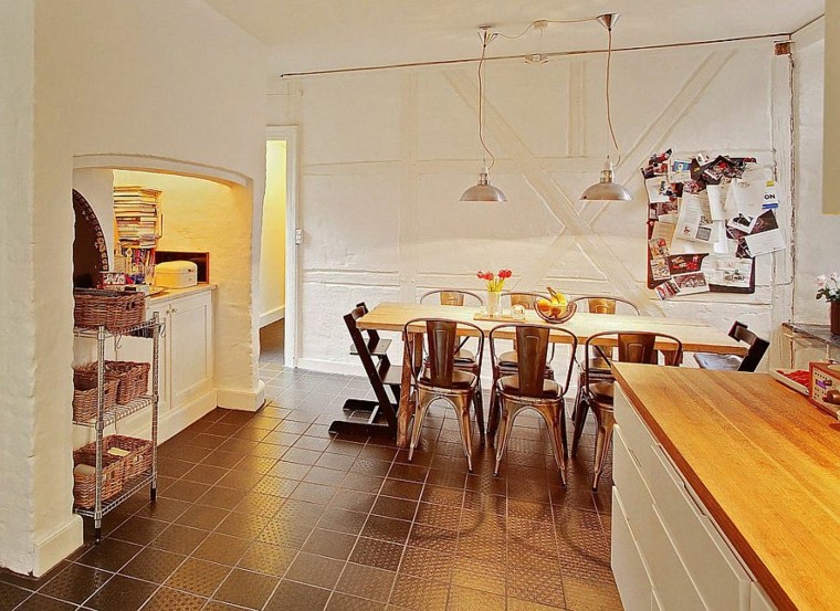 apartamento diseño escandinavo cocina paredes blancas ideas