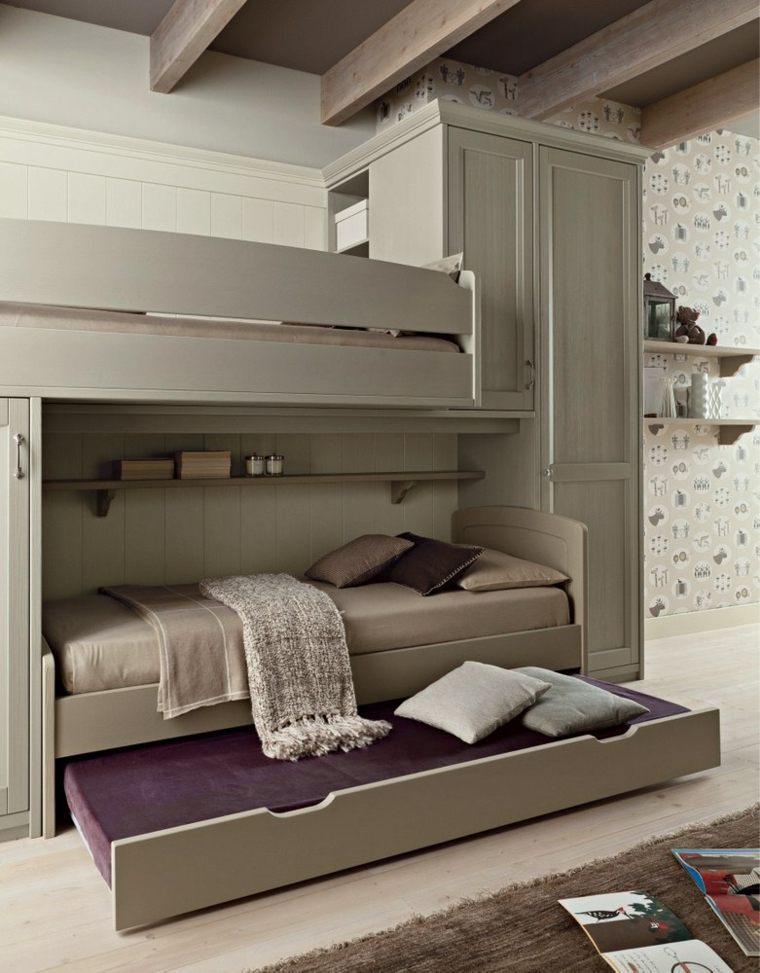 armario madera colores neutros camas