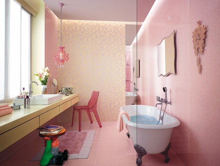 azulejos para baños rosa claro 