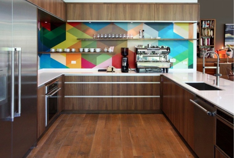azulejos cocina colorido diseño madera