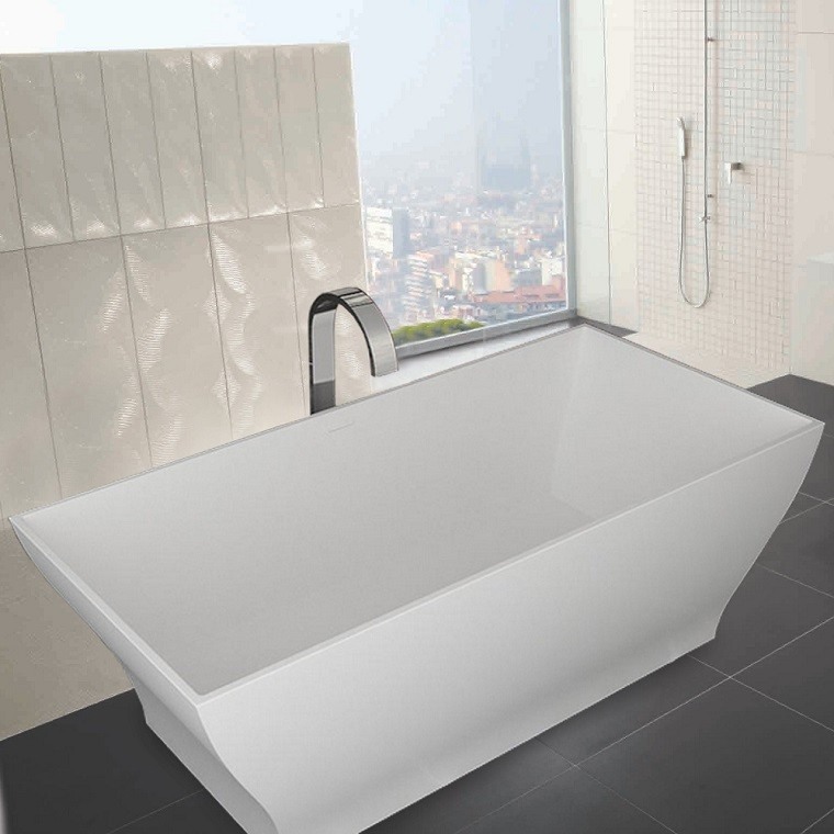 bañera moderna blanca rectangular