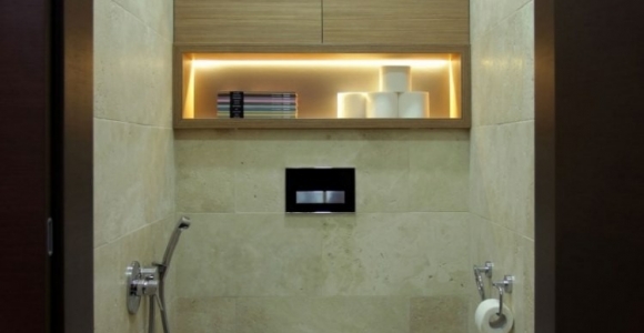 Negro, gris y marrón en el cuarto de baño - 50 diseños