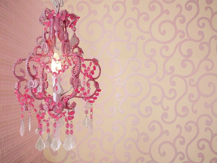  baño lampara pared mosaico rosa 