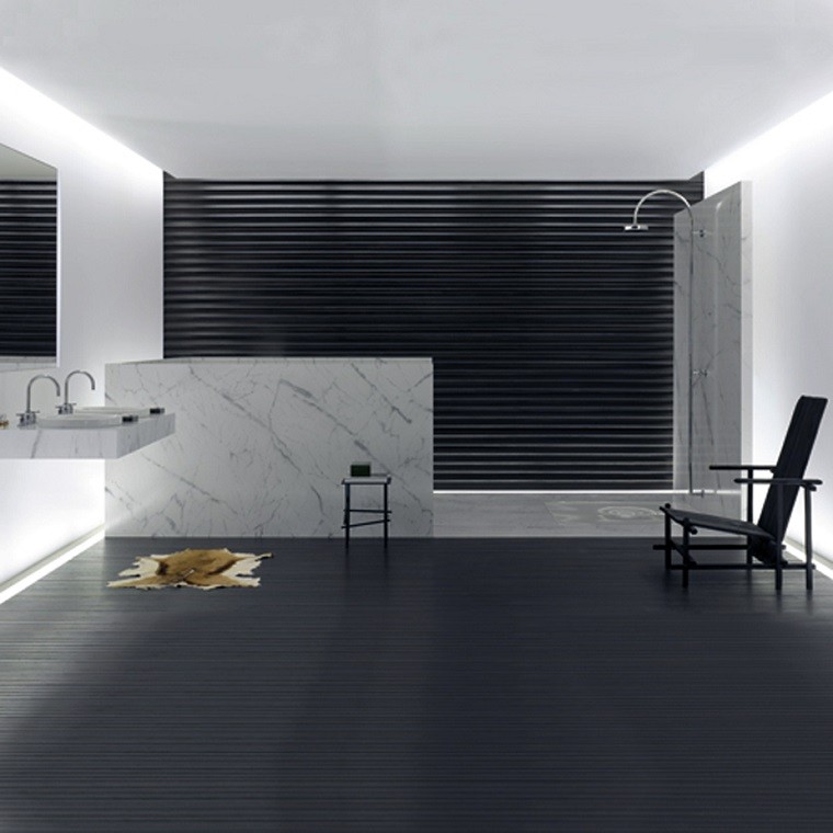 diseño de baños negro marmol