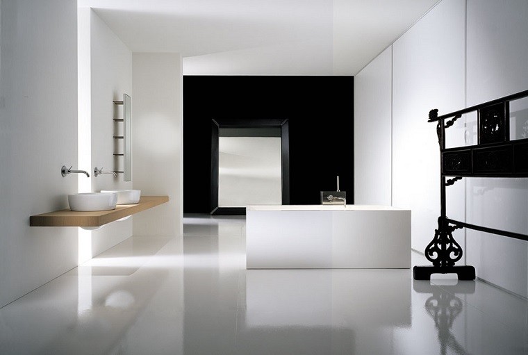 diseño de baños blanco negro