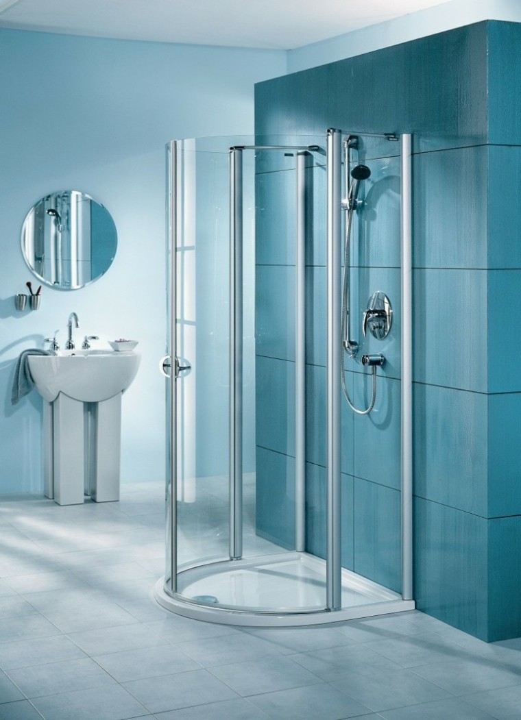 cabina ducha baño celeste