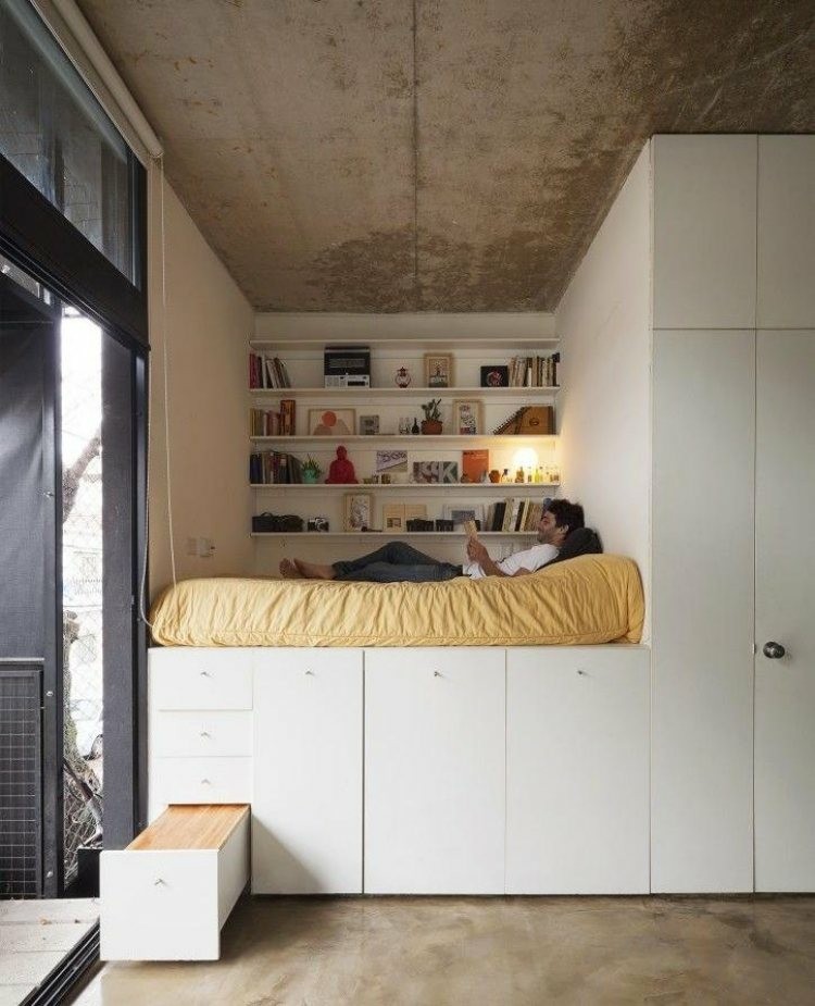 cama alta mueble estilo industrial