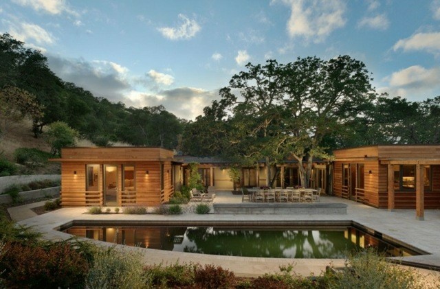casas madera diseño moderno jardin