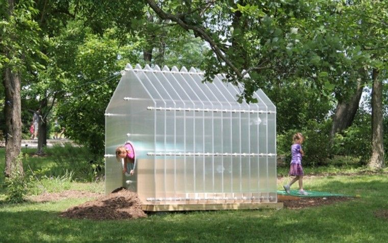 casita plástico transparente tubo niños