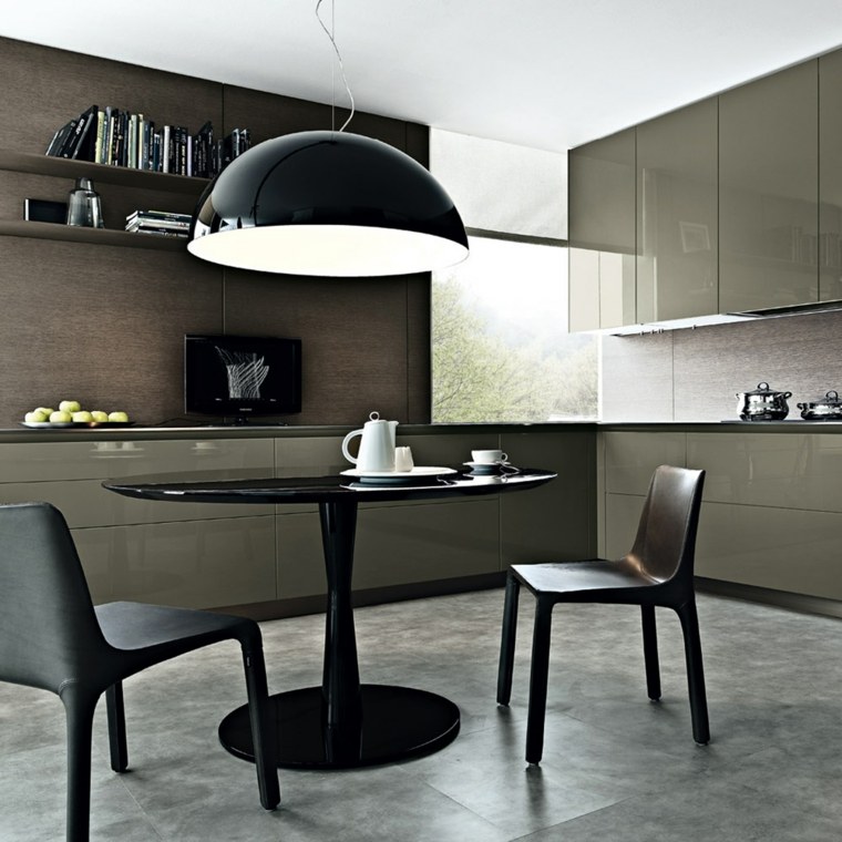 cocina lampara moderna mesa sillas negros ideas