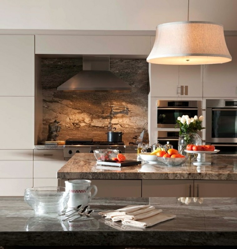 cocina lujo encimeras pared marmol ideas