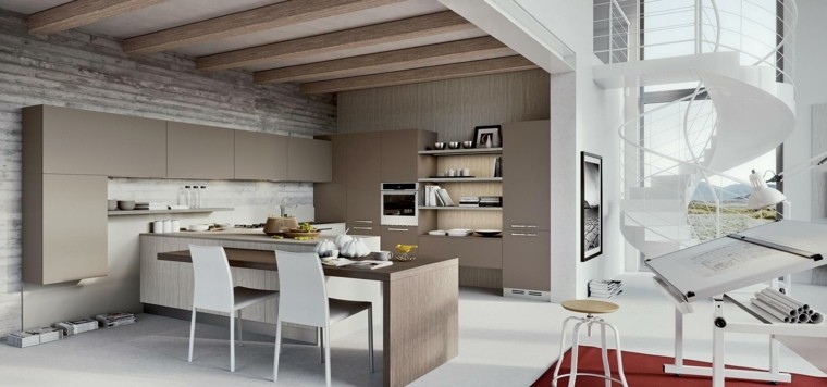 cocina pared madera muebles color beige ideas