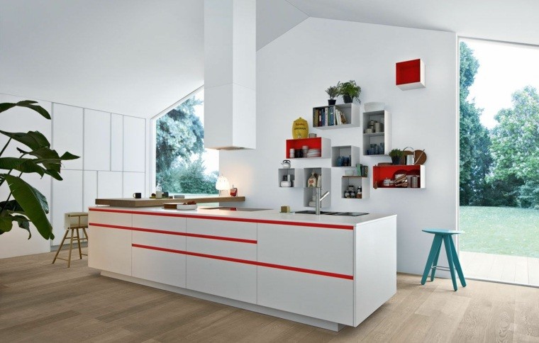 cocina paredes muebles blancos ventanales luminosa ideas