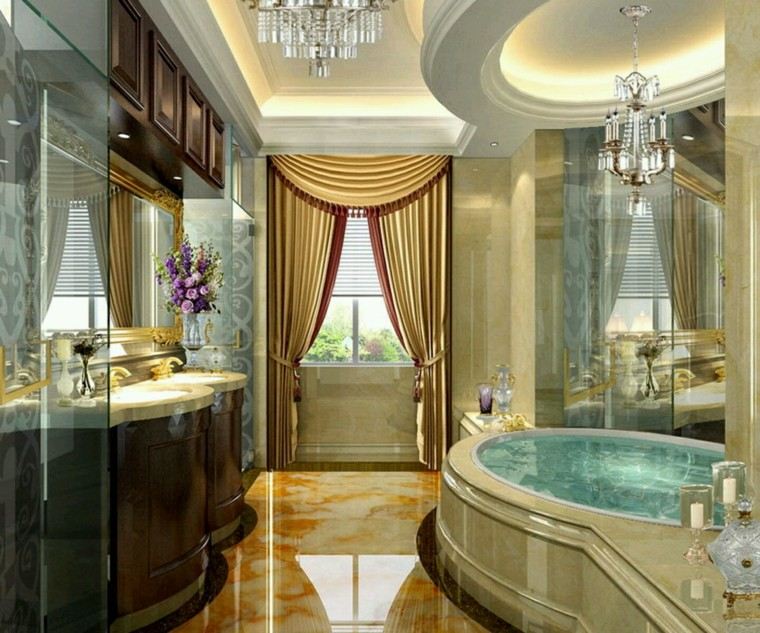 cortinas lujo brillo baño superficies